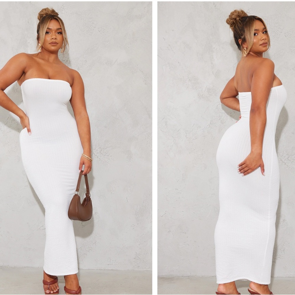 Brand New Prettylittlething white textured tube dress